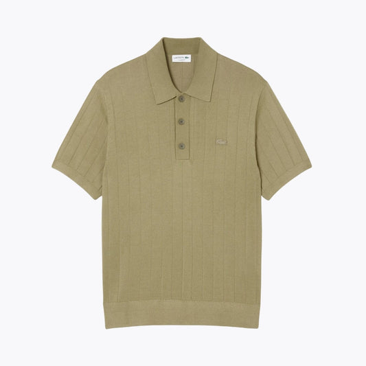 LC Fluid Ribbed Knit Polo Collar Sweater - Imagem 1