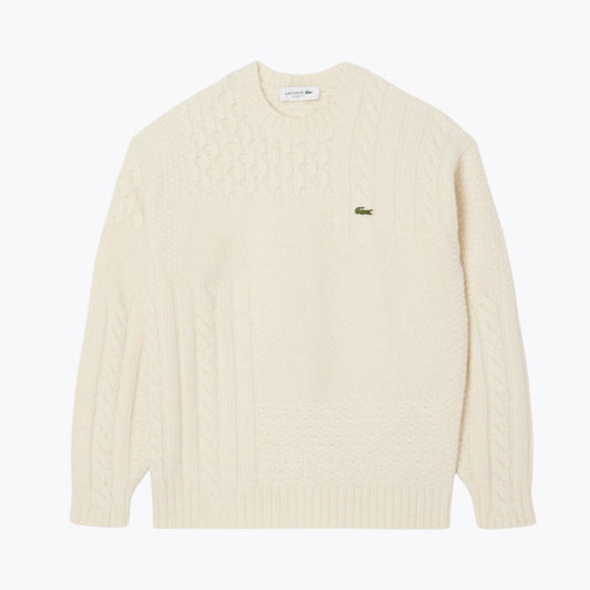 LC Relaxed Fit Patchwork Effect Wool Sweater - Imagem 1